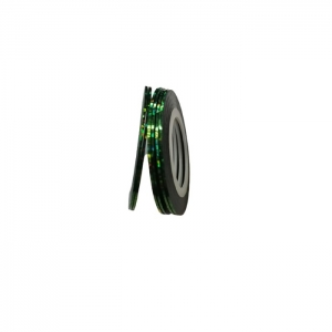 Лента для дизайна зеленая глянцевая тонкая с блестками 1мм (LI0533)
