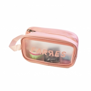 Косметичка FARЯES прозрачная с розовым обрамлением GRE271